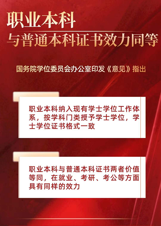 又一利好消息，教育部再發(fā)文：職業(yè)本科與普通本科證書效力同等！